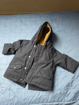Petit Bateau winterparka 74 cm – donkergrijs met sherpa-voering, maat 12 maanden / 74 cm – nooit gedragen 2