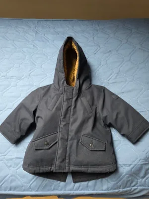 Petit Bateau winterparka 74 cm – donkergrijs met sherpa-voering, maat 12 maanden / 74 cm – nooit gedragen 1