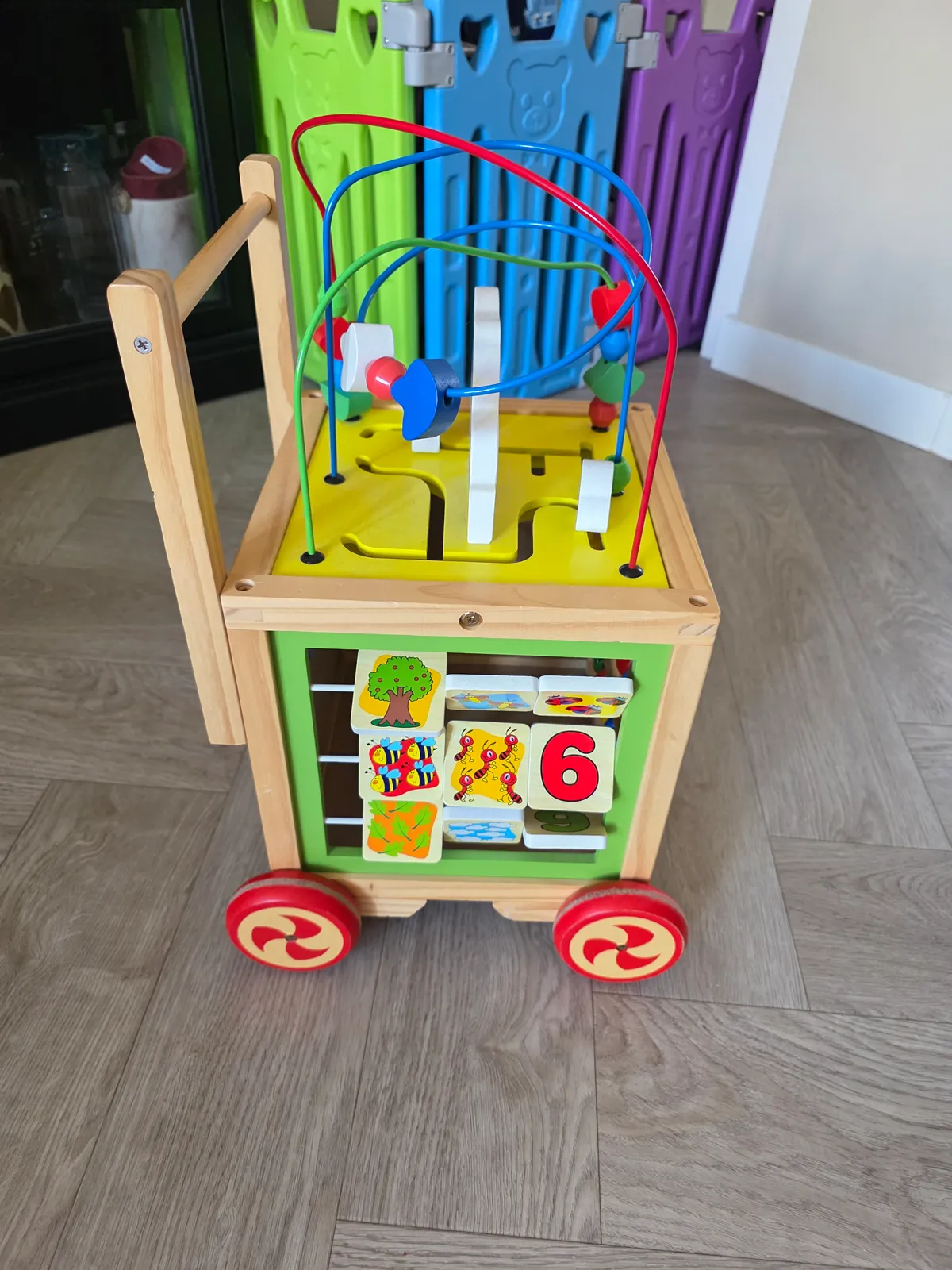 Wooden Activity Cube Baby Walker – 5-in-1 Learning Toy